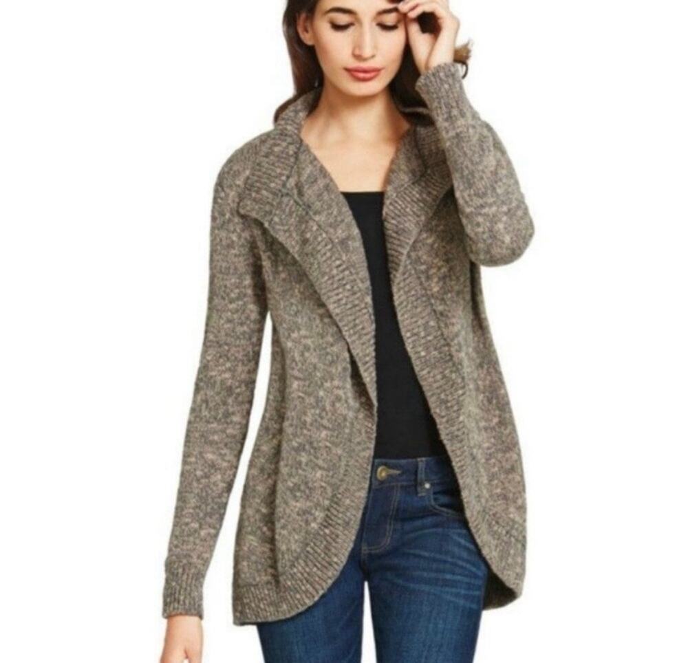 Cabi Swear by Sweater Open Cardigan Marled Tan Gray XS 880